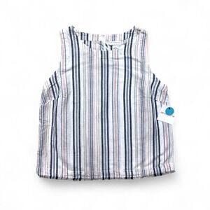 Liz Claiborne Tank Top Women's S Linen‎ Rose Stripe Scoop Neck Sleeveless NWT